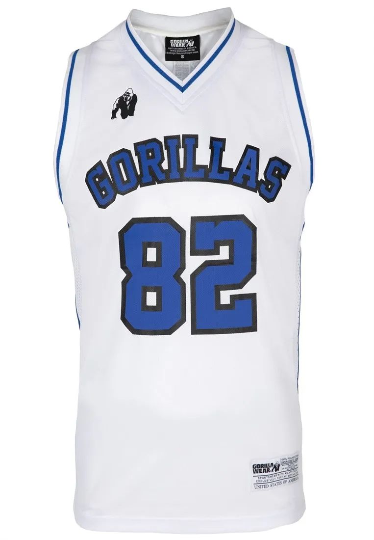 San Mateo Jersey Tank Top - White/Blue - S Gorilla Wear
