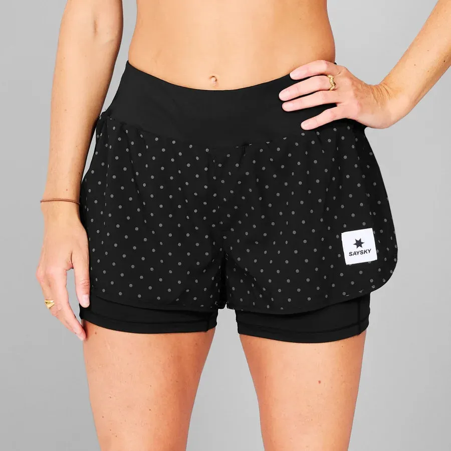SAYSKY Women's Polka 2 In 1 3 Inch Pace Shorts Black