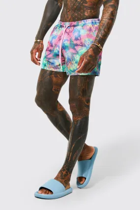 Short Length Animal Tie Dye Swim Shorts | boohooMAN UK