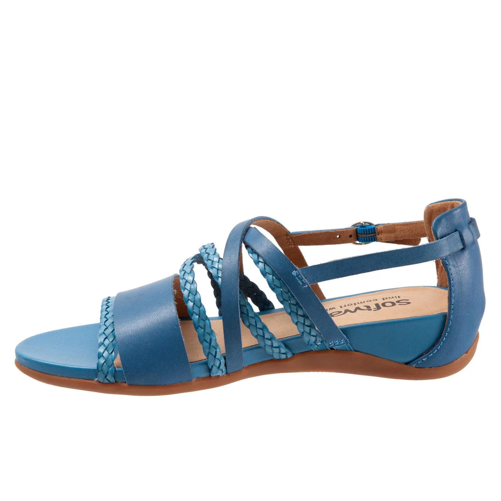 Softwalk Tula S2009-462 Womens Blue Extra Wide Leather Strap Sandals Shoes
