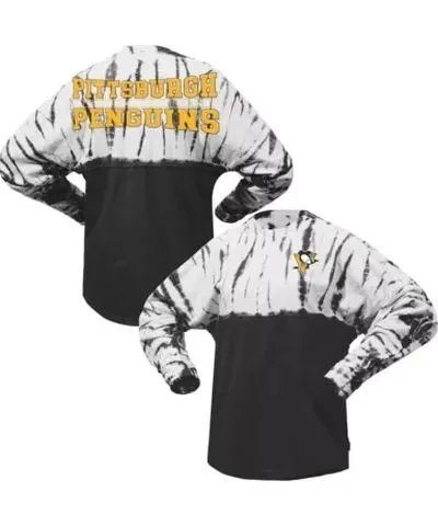 Spirit Jersey NHL Unisex Pittsburgh Penguins Crystal Half Dye Long Sleeve T-Shirt