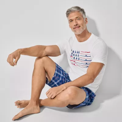 St. John's Bay Mens Short Sleeve Crew Neck 2-pc. Shorts Pajama Set