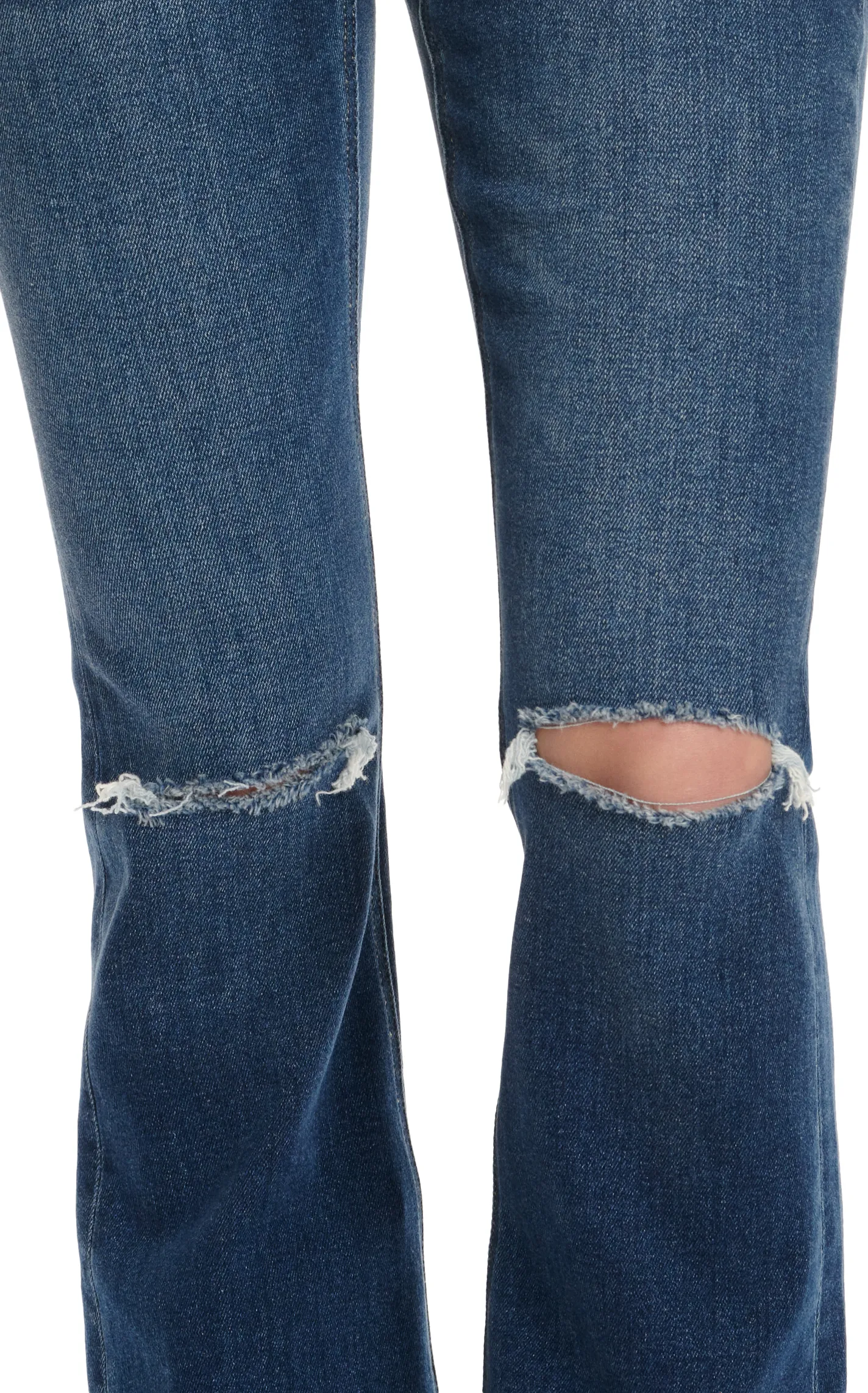 Vervet Women's Miranda Dark Wash Medium Rise Distressed Frayed Hem Boot Cut Jeans