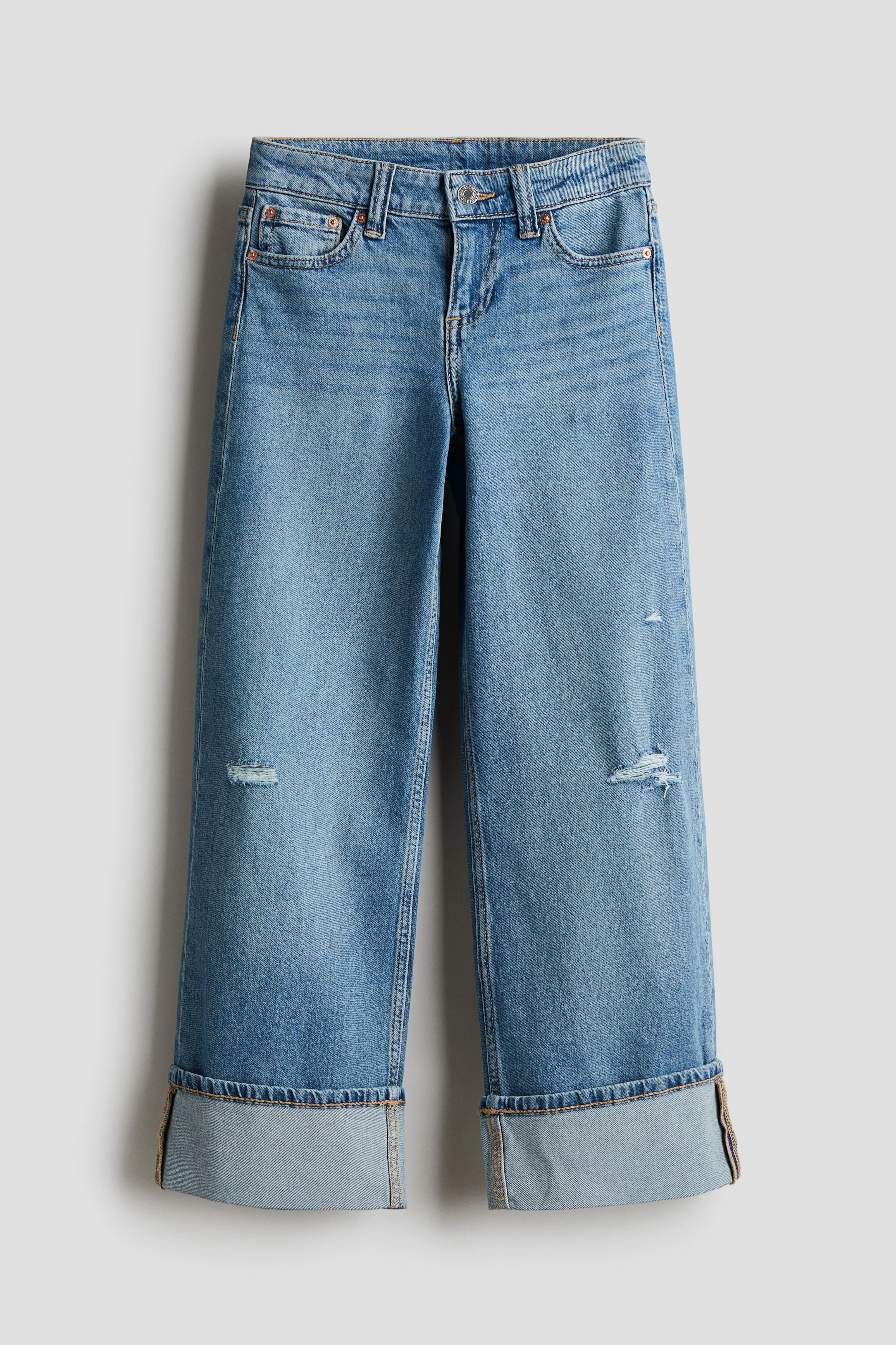 Wide Leg Low Jeans - Low waist - Extra-long legs - Denim blue - Kids | H&M GB