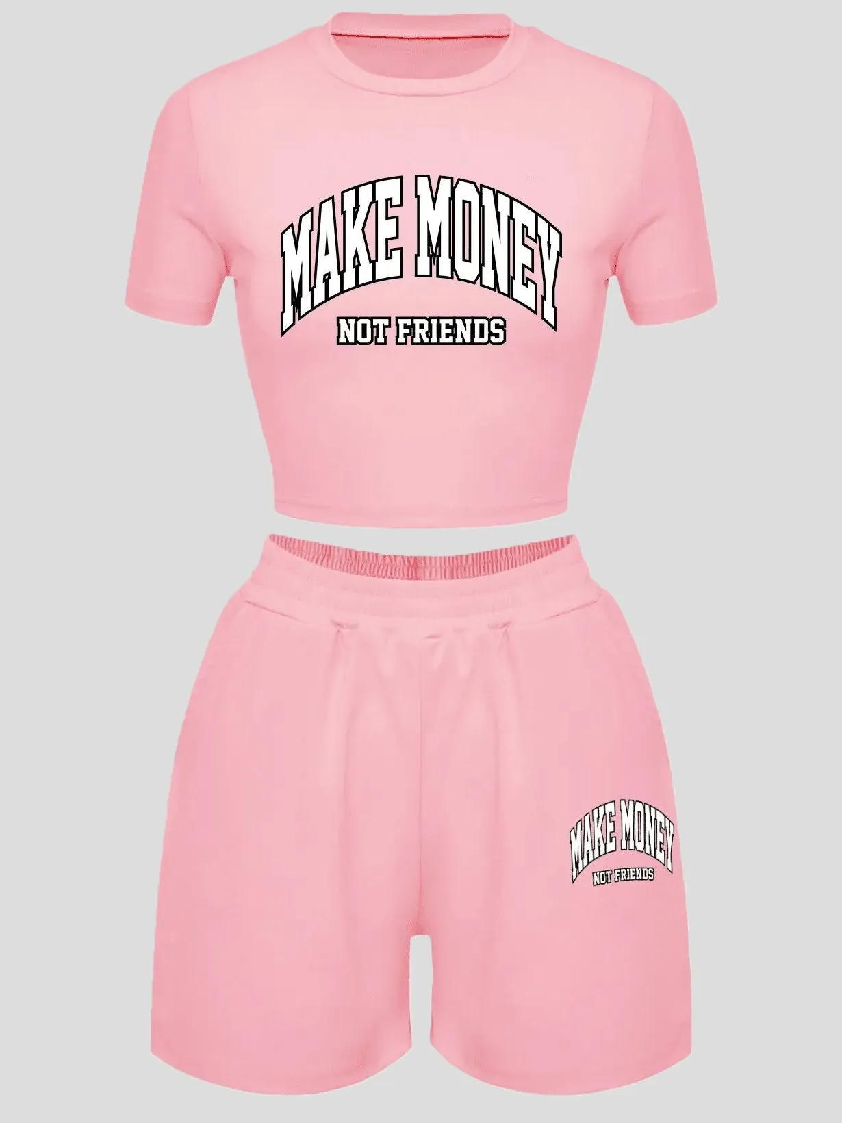 Women's Sets Letter Print Short Sleeve Shorts Sports Two-Piece Set
