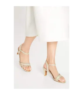 Womens/ladies ellen diamante straps heeled sandals gold Good For The Sole