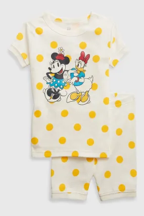 Yellow Disney Minnie & Daisy Spot Print Short Sleeve Pyjama Shorts Set